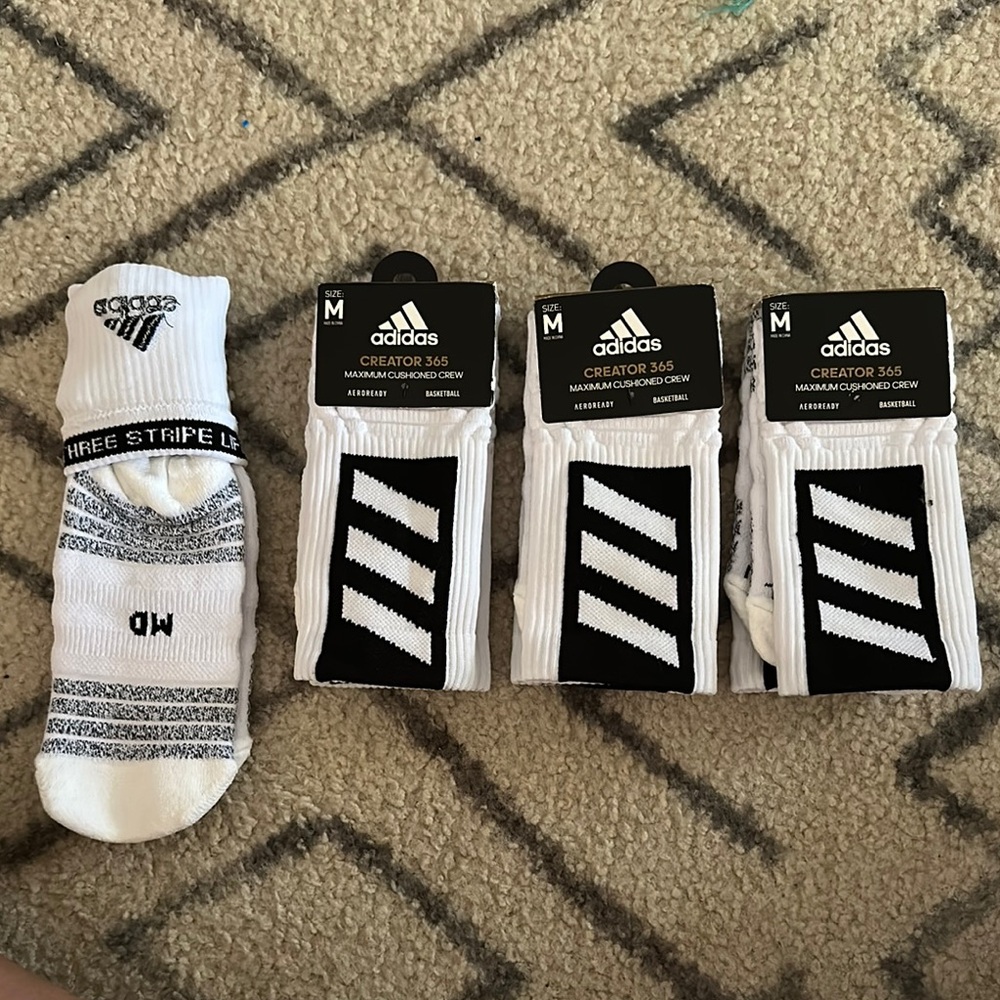 Adidas Black and White Athletic Socks